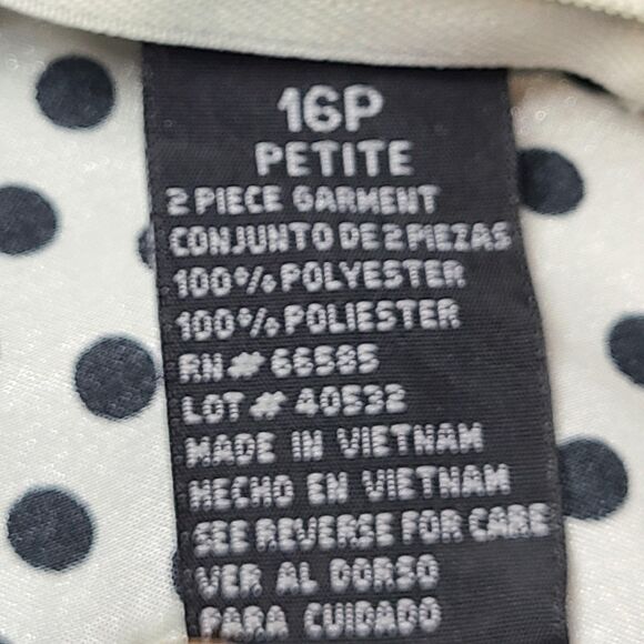 Perceptions Petite Blouse Womens 16P Black White Polka Dot Satin Career Top NWT - Picture 6 of 10